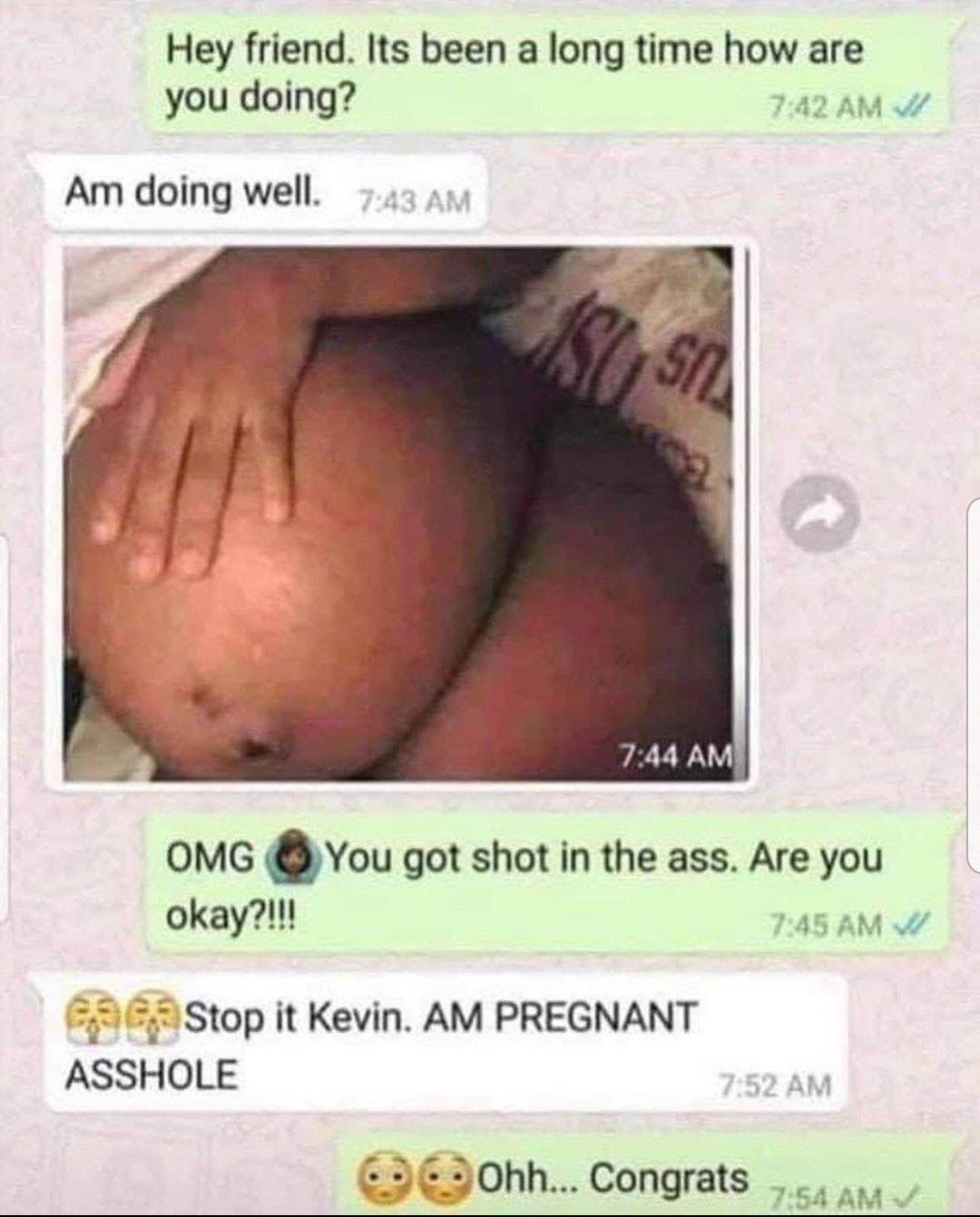 나: 잘 지내? / 친구 :응ㅋ / 나 : 니 엉덩이 사진은 뭐임?;1