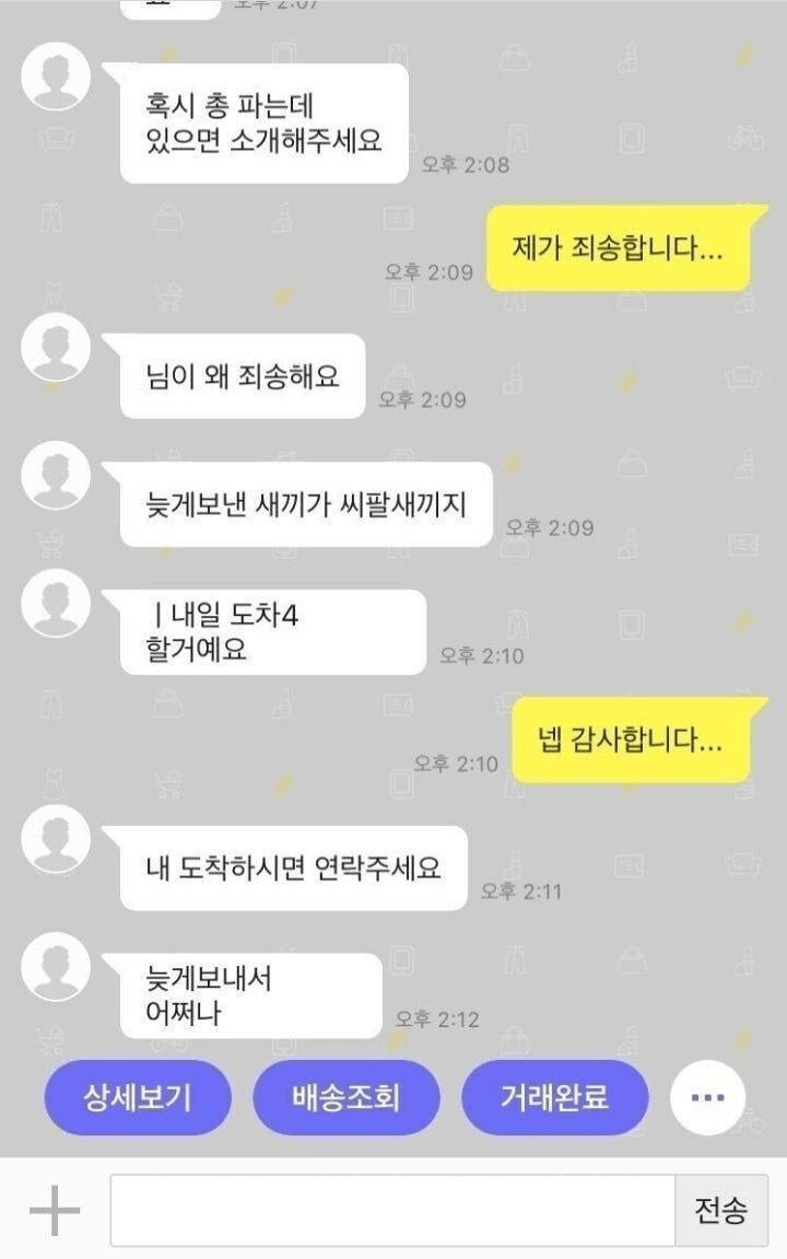 중고나라 물건 늦게 보낸 유부녀2