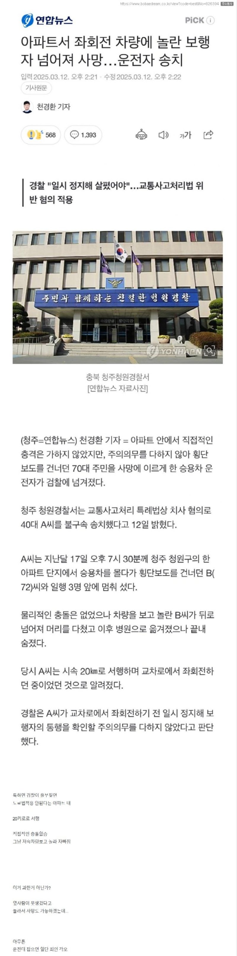 차 보고 놀라서 사망 운전대 잡으면 죄인1