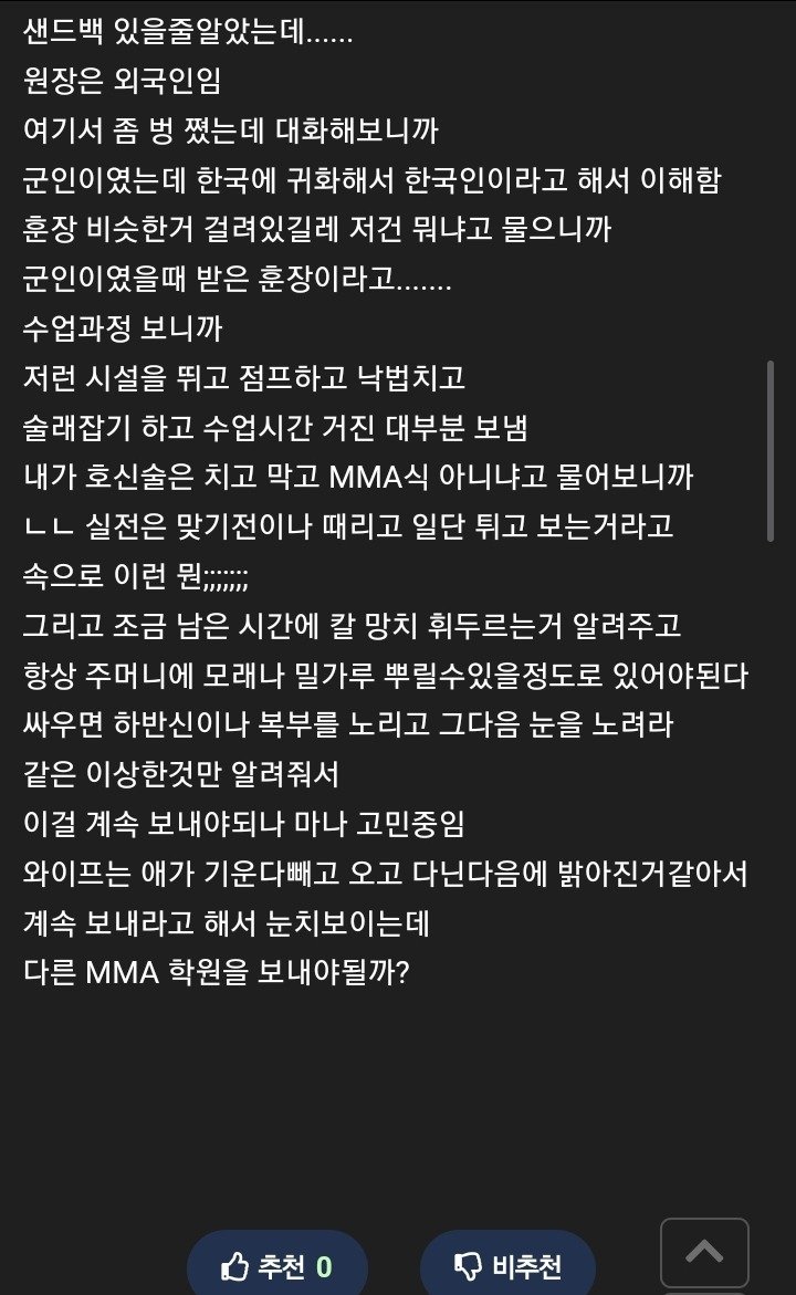 호신술학원 참관하고 혼란이 생긴 아빠2
