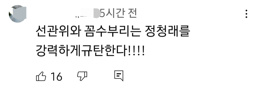 정청래 의원 박찬대 의원 뉴스를 유투브에서 오늘 보고 댓글을 봤는데13