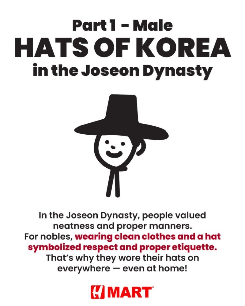 영어로 간략히 보여주는 조선의 모자1