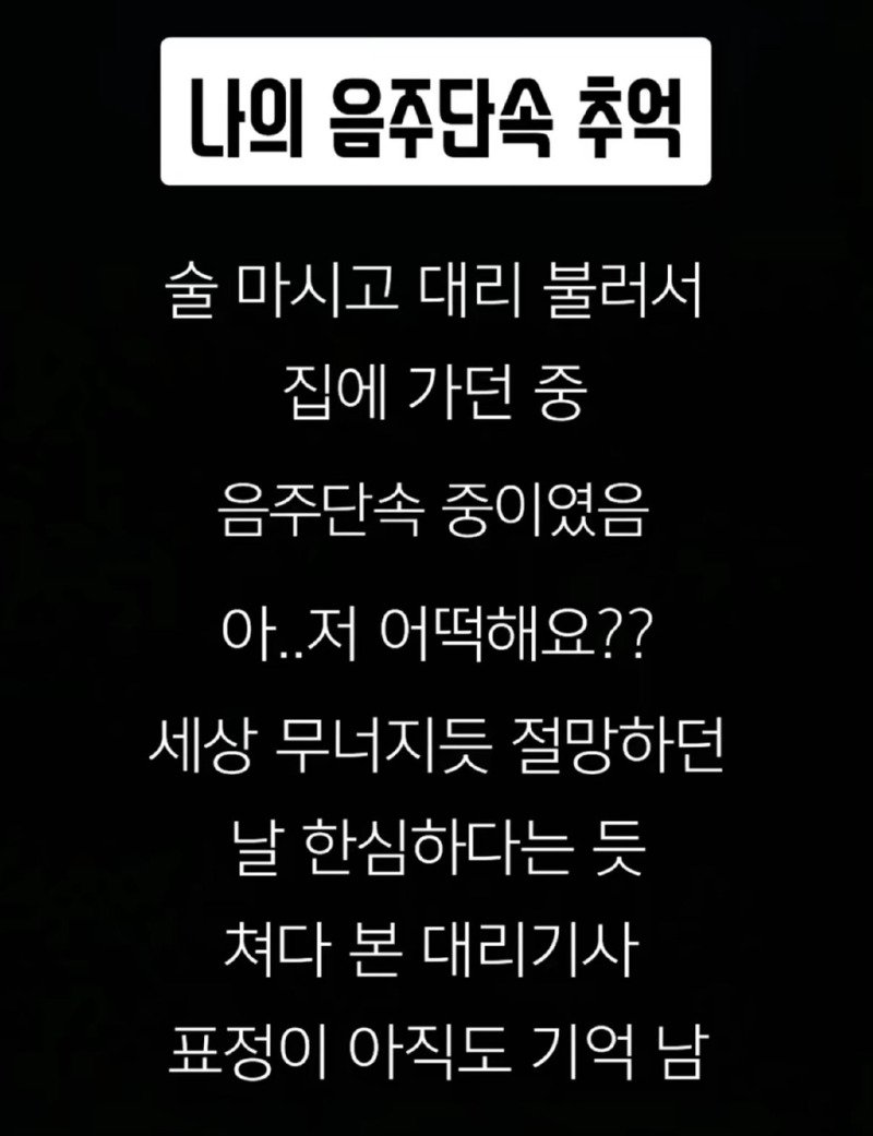 술 마시고 집 가는데 음주단속 있어.. 어떻..1