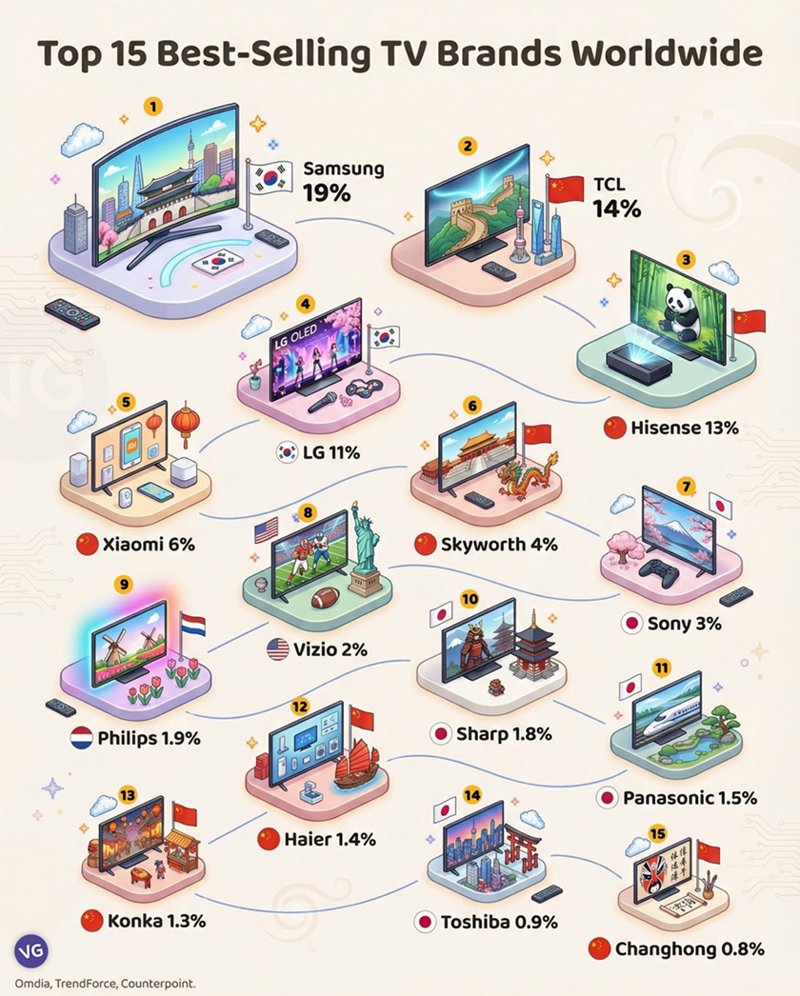 전 세계 TV 브랜드 점유율 순위1