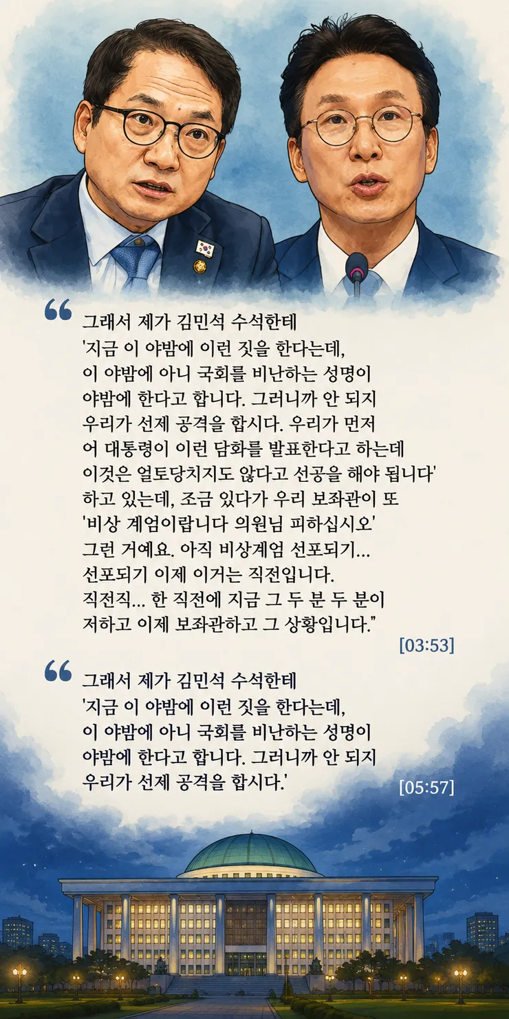 김민석은 계엄직전까지 박선원의원과 대화?(감기약은?)1