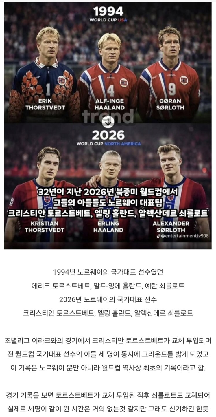 월드컵 최초의 기록이 나왔던 노르웨이1