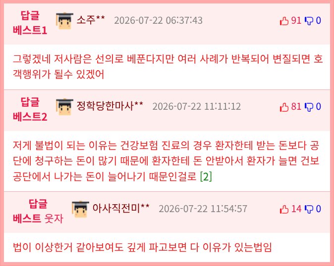 한부모 가정 무료진료 선언했다가 제재받은 의사2