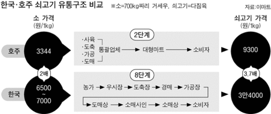 한국과 호주의 쇠고기 유통구조1
