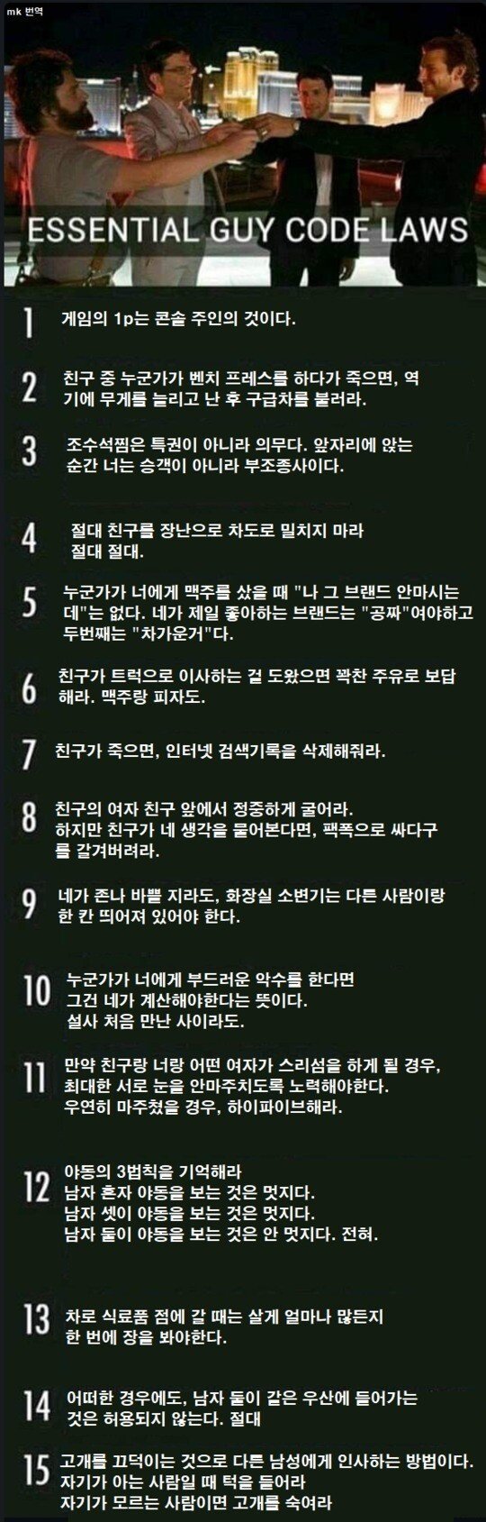 남자들 사이에 지켜야할 15가지수칙1