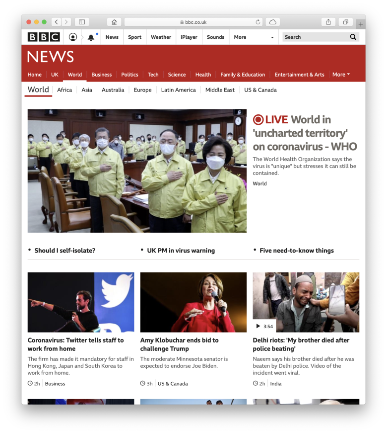 현재 BBC World 메인1