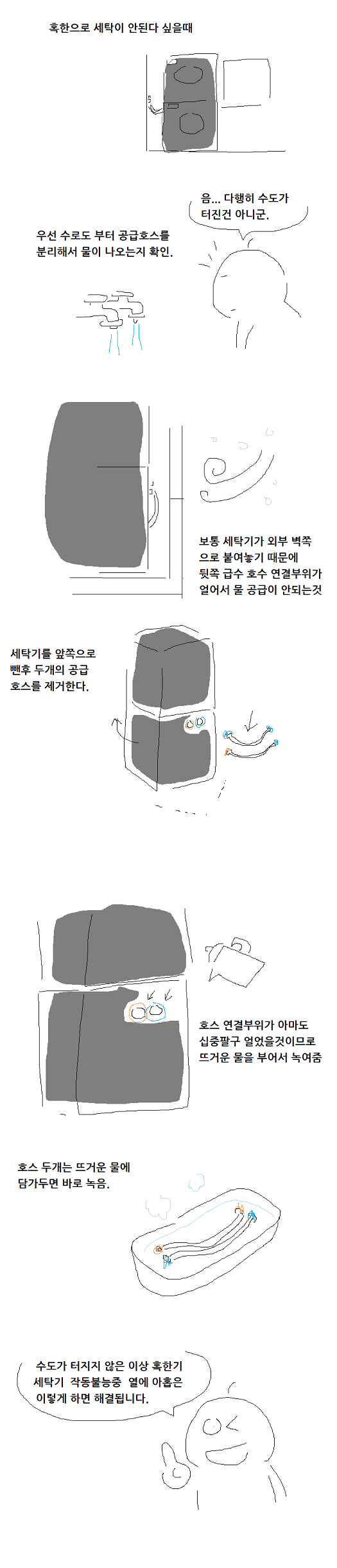 혹한에 세탁기 안되는분들 90%는 해결하는 만화1